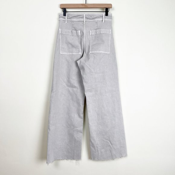 Zara Blogger Favorite Marine Straight High Waisted Flare Wide Leg Frayed Jeans - Picture 12 of 16